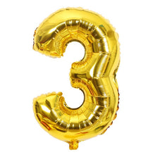 Load image into Gallery viewer, Gold Sliver 32 inch  0-9  Large Helium Digital Air Ballons Foil Children Festival Birthday Party for Kids Cartoon Hat Toys